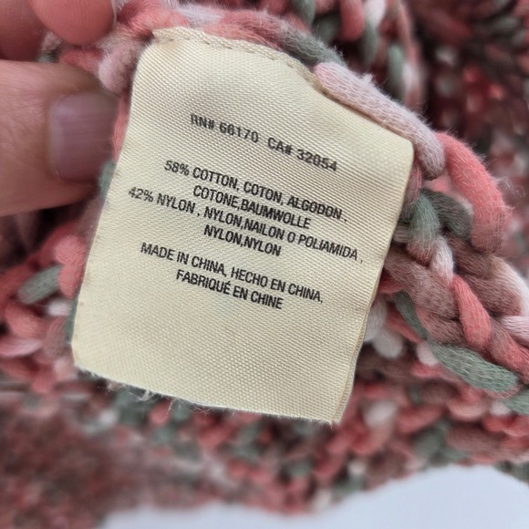 Moth Sweater Large Pink Green Open Weave Chunky Knit Boho Eclectic Anthropologie - Picture 6 of 8